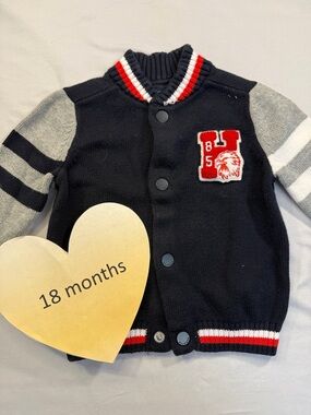 Tommy Hilfiger Blue and Gray Varsity Sweater/cardigan